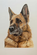 German Shepherd Fine Art Print – Realistic Dog Portrait